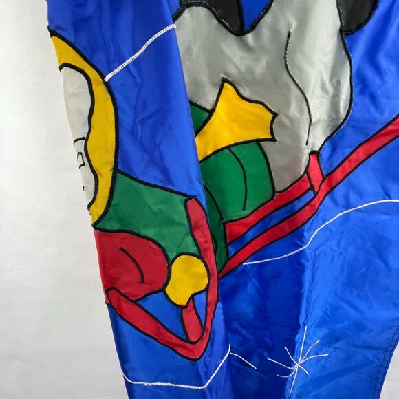 Vintage custom LG outdoor flag hand stitch blue child sledding theme 35" x 53" - Picture 8 of 15